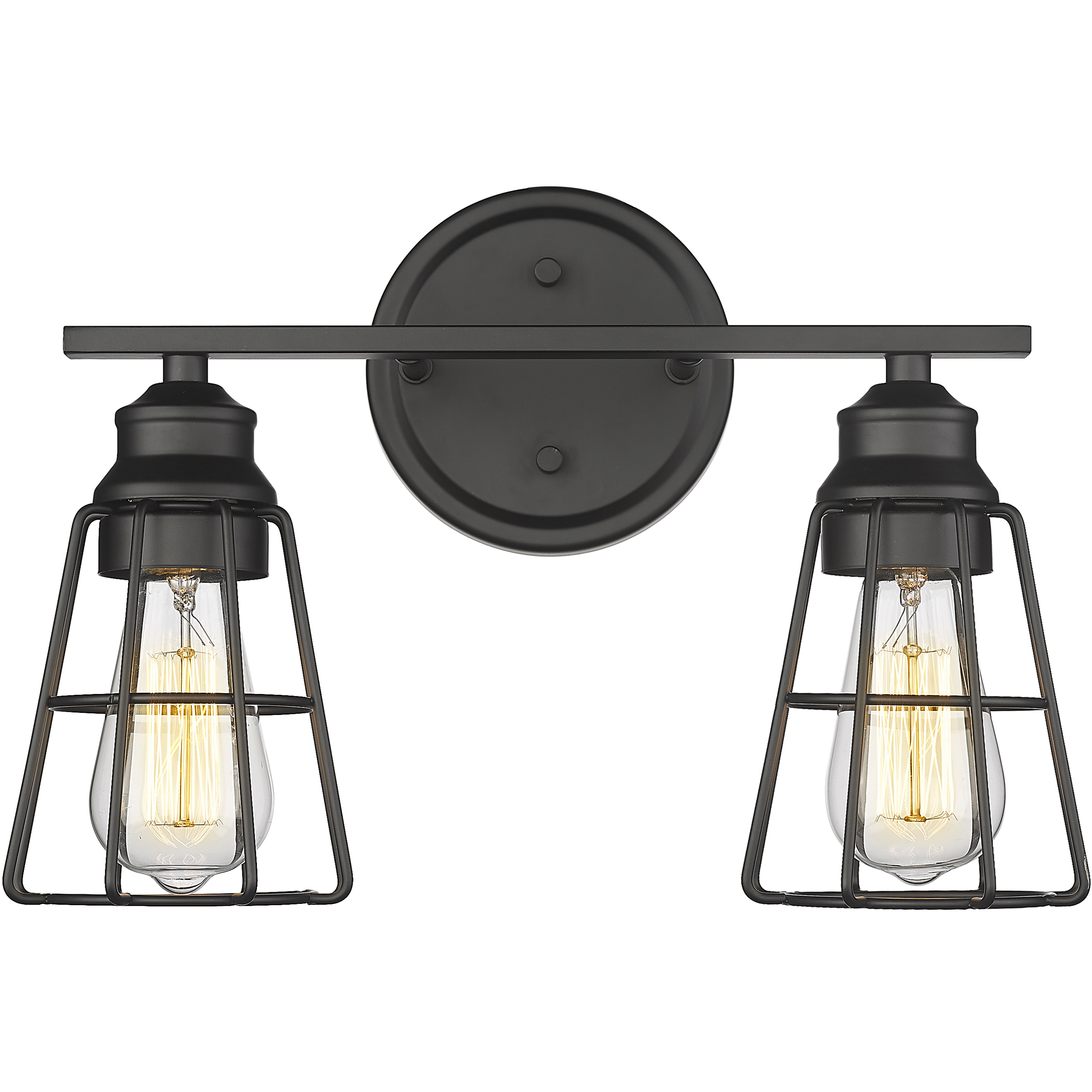 None 2 Light 15.25 inch Matte Black Bathroom Vanity Light Wall Light